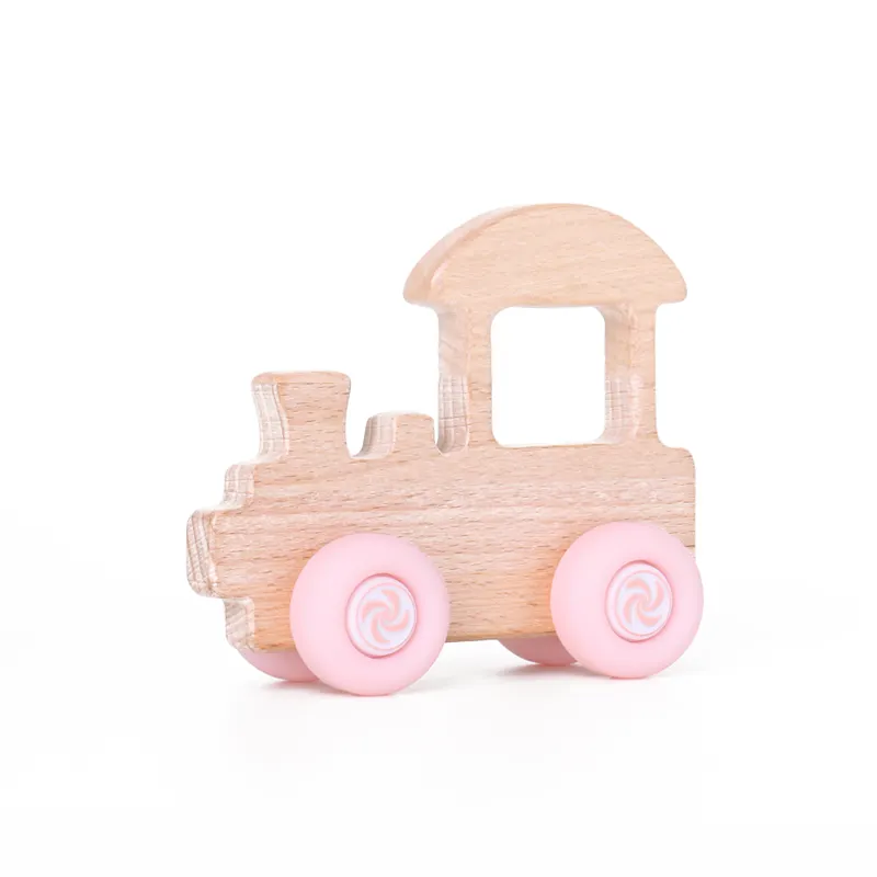モンテッソーリ子供用木製電車のおもちゃ漫画子供用木製教育玩具