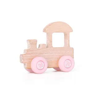 Juguete de tren de madera Montessori para niños, juguete educativo de madera de dibujos animados para niños