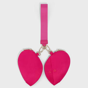 Sac à main de luxe pour femme LU LU Fashion, mini porte-monnaie en forme de cœur avec double fermeture éclair, pochette à poignet, fermeture éclair métallique, porte-clés portable - Product Image 4