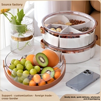 Luxe draagbare fruit schaal met deksel, verdeelde schaal voor gedroogd fruit, snack schaal, snoep schaal, fruitschaal, draagbare mand, ijs emmer