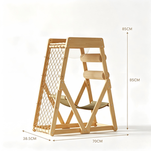 Torre para Gatos <span class=keywords><strong>de</strong></span> <span class=keywords><strong>Madera</strong></span> Maciza Multifuncional y Económica, Postes <span class=keywords><strong>de</strong></span> Sisal, <span class=keywords><strong>Hamaca</strong></span> Transpirable para Gatos Pequeños y Medianos, Uso en Interiores - Product Image 5