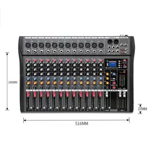 High Quality Professional 12 Channel DSP Audio Echo Sound Console USB Digital Audio Mixing Console