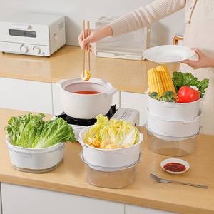 Transparent Multilayer <b>Plastic</b> PET Drain Basket Thickened Household Vegetable and Food Washing Basket - Product Image 6