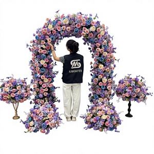 Décoration d'arc de fleur en soie de mariage lisse fleurs artificielles Arrangement d'arc de mariage décoration de toile de fond de fleur d'arc de mariage - Product Image 1