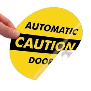 2024 Hot Selling Strong-Adhesive Automatic Door Caution Sticker (15.2*15.2cm) Round Shape Auto Door Safety Sticker