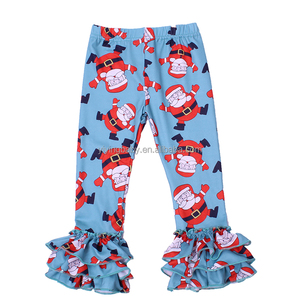 Leggings con volant per ragazze con stampa natalizia personalizzata pantaloni da ragazza di alta qualità comodi in tessuto di seta e latte - Product Image 3