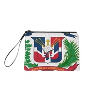 Dompet Koin Warna Campuran Modis Poliester Bendera Republik Dominika Dompet Mini Ritsleting Portabel untuk Penggunaan Sehari-hari Wanita