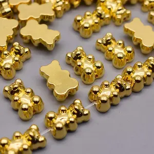 Gold color Silver color Cute Bear Acrylic beads for Jewelry Making Necklace Earrings Hair accessories Vertical hole New
