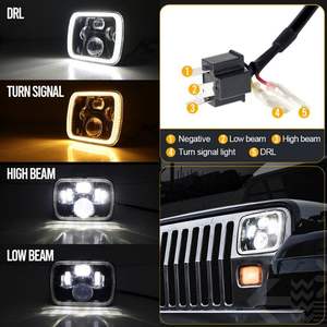 ไฟหน้า LED สี่เหลี่ยมกันน้ําขนาด 5x7 นิ้วพร้อมแสงสีขาวบริสุทธิ์ 12V สีขาว DRL แอพเปลี่ยนสีเหลือง + รีโมทคอนโทรลไฟหน้าสี่เหลี่ยม - Product Image 3