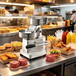 Prensa Manual Comercial 3 en 1 para Hamburguesas de 100/130/150 mm de Acero Inoxidable para Restaurantes, Cantinas y Tiendas de Comida Rápida - Product Image 1