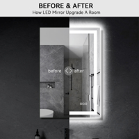 US Local Stock 28W 36H Pouces Trempé Sans Cadre Tactile Réglable Anti-Brouillard Led Lumière Smart Salle De Bains Miroir Avec Lumière Led