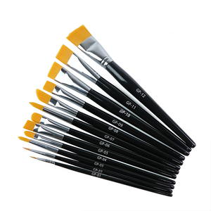 Gp Bán Buôn Chuyên Nghiệp 12 Pcs Xách Tay Mặt Sơn Bàn Chải Thiết Lập Tay Cầm Bằng Gỗ Nylon Tóc Nghệ Sĩ Mặt Sơn Bàn Chải - Product Image 6