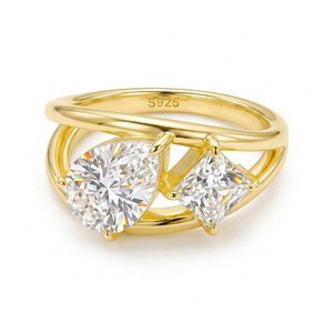 Bague en Moissanite Taille Poire 7*10mm pour <span class=keywords><strong>Femme</strong></span>, Vente en Gros Usine, en Argent Sterling 925 Plaqué Or 18K, Bijou Étanche pour Fête - Product Image 6