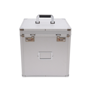 Valigetta per il trasporto e la conservazione di dischi in vinile da tavolo, con chiusura, per 50 dischi in vinile, colore argento, custodia per LP, custodia rigida per dischi. - Product Image 3