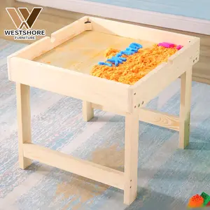 लकड़ी के घर के अंदर आउटडोर पानी और रेत खेलने टेबल के साथ भंडारण बच्चा Playroom सीखने खिलौने लकड़ी गतिविधि टेबल