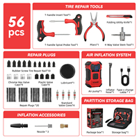 Kit de réparation de pneus crevés avec compresseur d'air, pompe à air portable 150 PSI avec arrêt automatique et LED, kit de réparation de pneus robuste pour voiture, SUV