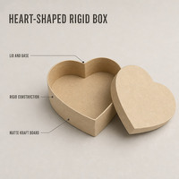 Boîte cadeau rigide en forme de cœur, impression personnalisée, kraft mat, vente en gros, usine, pour bijoux, Saint-Valentin, mariage, avec couvercle et base