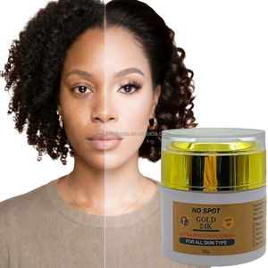 Crème Visage Éclaircissante Extra Forte 24K Or Sans Taches SPF 50 pour Taches Noires, Cicatrices d'Acné, Coups de Soleil, Eczéma, Rides – Embellissante et Renouvelante (OEM) - Product Image 3