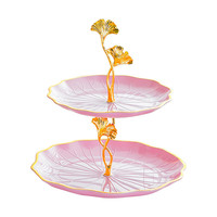 Plateau à fruits en forme de feuille de lotus à 3 étages, support à cupcakes, plateau de service pour la décoration de la maison, du salon et de la table basse
