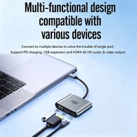 Hub convertisseur de données USB-C léger, 4K 30Hz, USB3.0 5Gbps, alimentation PD 100W pour ordinateur portable, moniteur externe