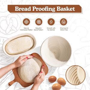 Trend Bamboo Sourdough Starter Kit 2 Foldable Proofing Baskets Starter Jar Nozzle Bread Lame Dough Scraper (Model SJY-1225-02) - Product Image 2