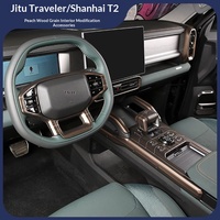 MASSAIT Jetour T2 Traveler Shanhai T2 - Panneau de commande central, cache-levier de vitesse en grain de bois de pêche, sortie d'air en fibre de carbone
