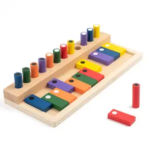 Montessori Memory Training Chess Cylindrical Teaching Aids Sensory Wooden Memory Chess Toy