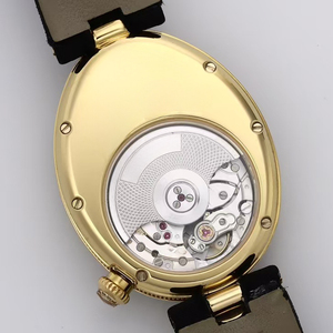 Montre de luxe élite de haute précision pour femme, édition limitée opulente, automatique, mécanique, cadran blanc, boîtier ovale en or, lunette sertie de diamants - Product Image 3