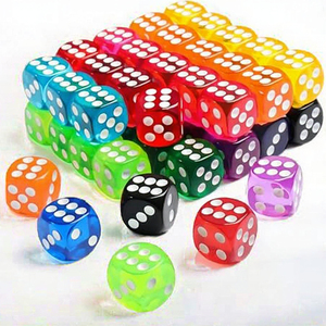 Rerdeim – Lot de 60 dés en acrylique, 16 mm, standard, en vrac, 6 faces, colorés, pour jeux de société, apprentissage des mathématiques, utilisation en classe, 10 couleurs - Product Image 3