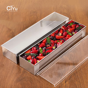 Stampo per Torta Mousse Rettangolare Rimovibile Rinforzato all'Ingrosso, Vassoio in <span class=keywords><strong>Acciaio</strong></span> <span class=keywords><strong>Inox</strong></span> per Tiramisù, Contenitori per Cottura <span class=keywords><strong>con</strong></span> <span class=keywords><strong>Coperchio</strong></span> - Product Image 1