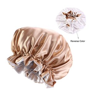Top Lujoso Mujeres Belleza Cuidado del cabello Doble capa Reversible Night Sleep Hat Satin Sleeping Cap - Product Image 3
