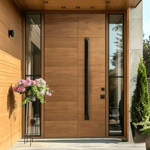 Puerta de Entrada Moderna de Madera con Aislamiento Térmico, Características de Seguridad y Resistencia al Viento para Uso Comercial, Anti-Robo, para Patio de Villa - Product Image 2