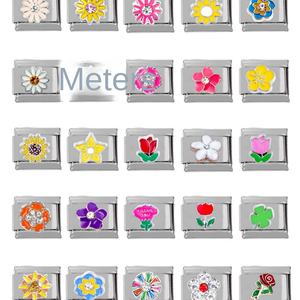 Accesorio de joyería de acero inoxidable 304 transfronterizo, módulo floral con efecto de goteo de aceite para pulseras de dijes de moda DIY y pulseras elásticas - Product Image 2