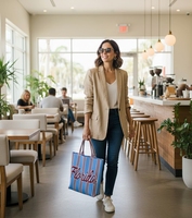 Sac fourre-tout en polyester tricoté 3D, écologique, durable, léger, réutilisable, avec logo personnalisé, pour la plage, les voyages en plein air, pliable et portable