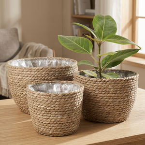 Juego de 3 Macetas Artesanales de Jacinto de Agua, Cestas de Almacenamiento Ecológicas en Forma de Cuenco para Sala de Estar, Uso Interior - Product Image 2