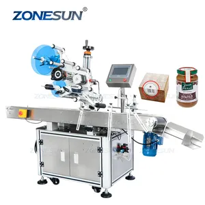 Zonesun Xl-T833 Horizontale Vouwen Kartonnen Doos Anti Sabotage Sticker Verpakking Automatische Afdichting Hoek Etikettering Machine