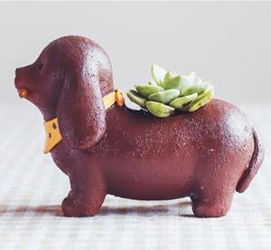 Resina Roogo home vendita all'ingrosso carino bassotto cucciolo forma di animali da compagnia in miniatura giardino di fiori <span class=keywords><strong>piante</strong></span> succulente vaso di fiori - Product Image 6