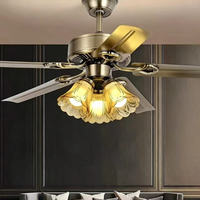 Ventilateur de plafond LED télécommandé avec lumière, 42 pouces, bronze antique, rétro, 5 pales en bois, lampe ventilateur pour salon, chambre, hôtel