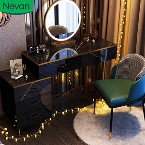 Eleganti comò neri moderni nordic simple light luxury dresser per camera da letto toletta con specchio a led per camera da letto - Product Image 1