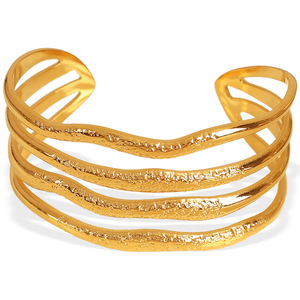 European American Style Geometric Gold Plated Titanium Steel <b>Cuff</b> <b>Bracelet</b> For Women Fashion Jewelry - Product Image 5