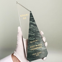 Trophée personnalisable en verre cristal ADL, marbre vert, impression UV, pour événements sportifs et professionnels, décoration, logo et texte personnalisés