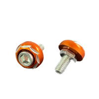 Baut Sekrup Pengikat Plat Nomor Motor Aluminium Multi-warna 6mm, Washer Plat Dekoratif, Baut Kepala Heksagonal