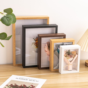 Cadre photo en bois de pin massif à double affichage 3D, noir, moderne, sur pied, avec deux panneaux en <span class=keywords><strong>verre</strong></span> <span class=keywords><strong>acrylique</strong></span> - Product Image 1