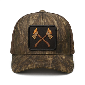 कस्टम उच्च गुणवत्ता वाली कढ़ाई लोगो पैच 5 पैनल y2k फैशन कैनवास टेरी मेष आउटडोर रेट्रो कैमियो वन कैमोफ्लैज ट्रकर कैप - Product Image 2