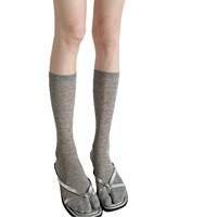 Chaussettes fines en tricot à bout fendu, style décontracté, pour femme, en coton blanc laiteux, gris, noir, coupe ajustée, mi-mollet, à deux orteils