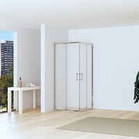 Cabine de douche d'angle moderne CHIARA EDGE-R Kamalu 90x90 hauteur réduite 170cm verre clair 6mm avec cadre en aluminium