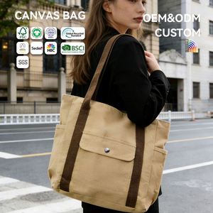 OEM ODM Custom <b>Printed</b> Recycled Plain Organic Cotton Canvas Tote Bag <b>Large</b> Reusable Shopping Bag With Logo - Product Image 1