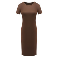 Nouvel Arrivage Robe Décontractée Moulante Coupe Slim à Manches Courtes pour Femme, Personnalisable, Couleur Unie, Col Rond