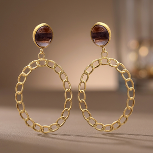 Boucles d'oreilles en laiton en gros, faites à la main, avec pierres précieuses, style ethnique, inspiration hindouisme, origine Rajasthan, plaqué or 18 carats, plaqué or 14 carats, unisexe - Product Image 4