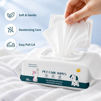 Lingettes humides pour animaux de compagnie, parfumées aux herbes, désodorisantes, sans rinçage, pour chiens et chats, élimination des taches de larmes, soin corporel, vente en gros, 80 lingettes